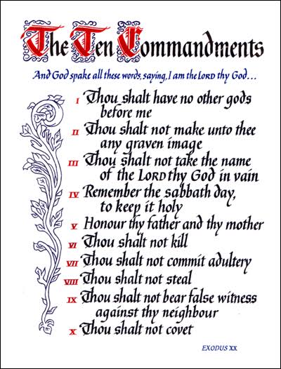 Image result for the ten commandments list"