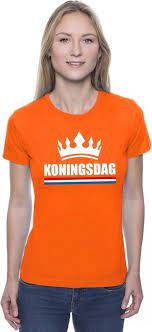 Ga jij ook feestelijk gekleed? Bol Com Oranje Koningsdag Met Een Kroon Shirt Dames Oranje Koningsdag Kleding Xl
