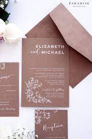 Josie Rustic Wedding Invitation Set White Ink On Kraft Brown Paper Invitations Bar Wedding Invitations Rustic Wedding Invitation Sets Brown Wedding Invitations