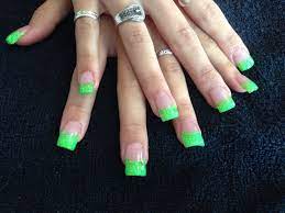 Green Acrylic Nails Green Acrylic Nails Prom Nails French Tip Nail Designs
