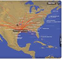 Southwest Airlines route map - from Houston Hobby