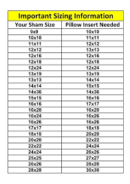 pillow insert sizes