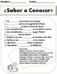 Saber Vs Conocer Worksheet This Is A Great Short Practice Once Students Have Been Introduced To The Diff Spanish Worksheets Saber Vs Conocer Teaching Spanish