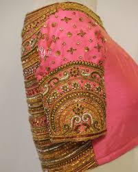 Pink Makes Everything Pretty Add Gold To Make It Prettier A Neon Pink Bridal Blouse Handembroid Blouse Work Designs Blouse Designs Maggam Work Blouse Designs