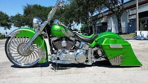 Black And Green Motorcycle Rims Sick Green Paint Job Great Ride With Our Chrome Hurricane Wheel The Hurricane Is Available In A Black Double C Harley Bagger Custom Motorcycle Wheels Bagger