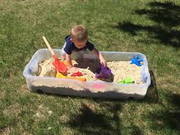 Kids Out Door Sand Box In Sealable Rubbermaid Tote On Wheels Easier To Move Store And Keep Clean Than A Normal Sandbox Kids Sandbox Sandbox Kids