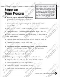 Complete the following sentences using suitable pronouns. Subject And Object Pronouns Grade 5 Printable Test Prep Tests And Skills Sheets