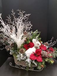 Baby Deer In Winter Wonderland Centerpiece For Your Home And Office Display Designed By Christmas Sleigh Decorations Christmas Centerpieces Christmas Display