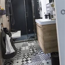 Carrelage Interieur Gatsby Artens En Gres Noir Et Blanc 20 X 20 Cm Salle De Bain Noir Et Blanc Inspiration Salle De Bain Deco Salle De Bain