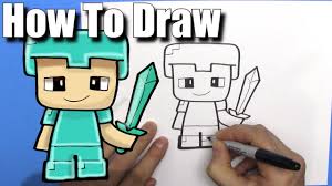 A random person i did: How To Draw A Cute Cartoon Minecraft Steve With Diamond Armour Easy Chibi Step By Step Kawaii Youtube