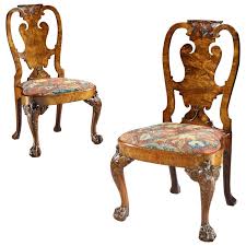 Pair Of George Ii Burr Walnut And Figured Walnut Side Chairs Side Chairs Chair Walnut Chair