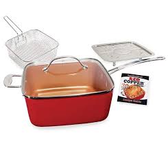 As Seen On Tv Red Copper Square Pan 5 Piece Set Big Lots Red Copper Cookware Cookware Set Copper Cookware Set