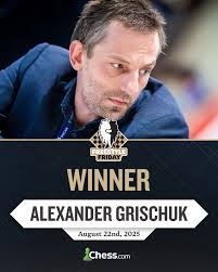Congratulations to Alexander Grischuk for winning today's #FreestyleFriday  with 9.5/11 🚀 Mahammad Muradli 🥈 Hikaru Nakamura 🥉 📸: @lennartootes  #FreestyleChess
