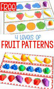 Free Printable Fruit Themed Pattern Activity Pattern Activities Preschool Patterns Math Patterns