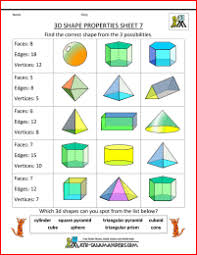 Printable 3d Shape Worksheets Properties 7 Faces Edges And