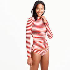 Long Sleeve Rash Guard In Classic Stripe Long Sleeve Swimwear Rash Guard Women Swimwear Long Sleeve Swimsuit