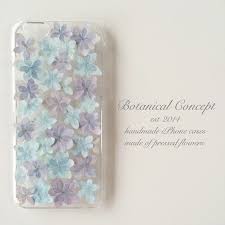 押し花iphoneケース アジサイ ブルー パープル 押し花 樹脂クラフト ケース