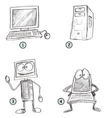 When i draw people sitting, the first part of the leg (that is going forward, not hanging down) always looks really weird. Drawing A Cartoon Computer