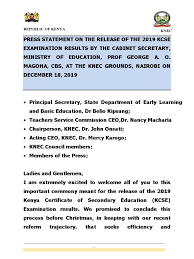 Kcse model papers are prepared by experts in education with an aim of helping kcse candidates to adequately prepare for the kcse examinations. Education Cs Magoha Kcse 2019 Release Speech Final Vocational Education Curriculum
