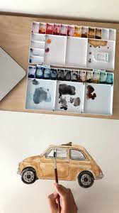 vintage car watercolor painting last details video in 2021 watercolor paintings diy wall art watercolor art prints