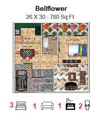 12 inches equal to 1 feet in length. Bellflower Floor Plan For 26ft X 30ft Feet Plot 780 Sq Ft Ground Floor And Fist Floor With Dimensions How To Plan Floor Plans House Plans