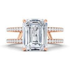 A popular cut in vintage engagement rings, emerald cut diamonds are effortlessly modern and timeless. Emerald Cut Double Pave Diamond Ring Lab Grown Diamonds