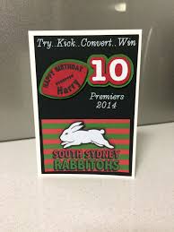 South Sydney Rabbitohs Birthday Card Rugby Male Cards Birthday Cards Cards