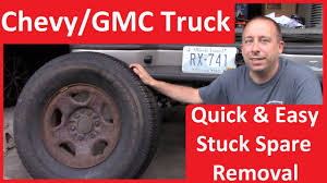 Am trying to replace my bumper.spare tire. Chevy Truck Quick And Easy Stuck Spare Tire Removal Youtube
