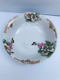 In dainty blue floral pattern matching bowl is scalloped and footed 10.5 diameter. Antique Floral Germany Bowl White Porcelain Bowl Hand Etsy Floral Bowls Porcelain Bowl Hand Painted Bowls