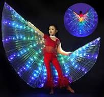 LED Light Up Butterfly Wings - Colorful Belly Dance Wings With Telescopic  Sticks For Performances