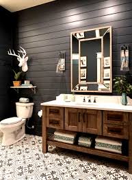 Modern Lake Rustic Modern Lake House Bathroom With Black Shiplap Lake House Bathroom Black Bathroom Decor House Bathroom