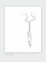 Romantic Couple Art Print Minimalist Line Drawing Of A Man Etsy In 2020 Line Art Drawings Couple Art Art Prints