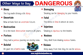 Dangerous Synonym List Of 20 Useful Synonyms For Dangerous In English English Study Online In 2020 Dangerous Synonym English Study Synonym