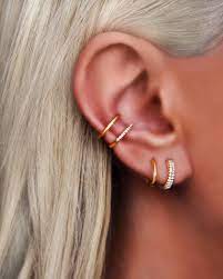Fake Second Piercing Hoops Double Hoops Thick Hoop Earrings Pave Hoops Huggies Fake Piercing No Piercing Hoops Imitation Piercing Multiple Piercings Earrings Mini Earrings Earrings