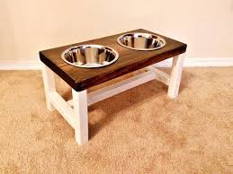 Dog Bowl Feeder Large Dog Feeder Farmhouse Style Rustic Dog Bowl Stand Raised Dog Bowl Feeder Antique White Dog Feeder Dog Bowl Stand Dog Bowls Dog Food Stands
