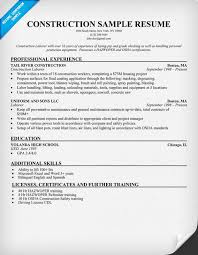 resume format for construction workers