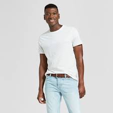 Men S Striped Standard Fit Short Sleeve Crew Neck Novelty T Shirt Goodfellow Co True White S Target
