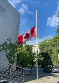 It was adopted in its present form during a meeting of the constituent assembly held on 22 july 1947. Embassy Of Canada To Poland The Flag At The Embassy Of Canada In Warsaw Is Flying At Half Mast Following The Discovery Of The Remains Of 215 Children At The Kamloops Indian