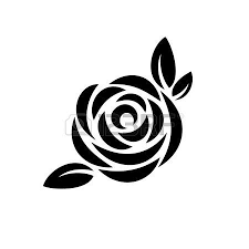 Rosa Stilizzata Fiore Della Rosa Con Foglie Silhouette Nera Vettoriali Stencil Rosa Sagoma Di Un Fiore Come Disegnare Fiori