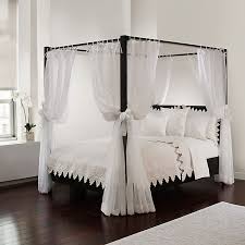 Canopy bed curtains crib canopy with lace newborn bed canopy bassinet canopy mosquito net cottonmiraclestudio 5 out of 5 stars (775) $ 79.00 free shipping add to favorites more colors elegant, round, lace, insect, bed canopy, netting curtain. Tie Sheer Bed Canopy Curtain Set In White Bed Bath Beyond