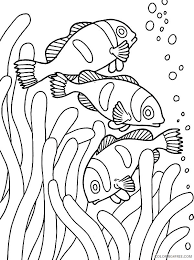 Clown fish coloring page glum. Fish Coloring Pages Clown Fish In Anemone Coloring4free Coloring4free Com