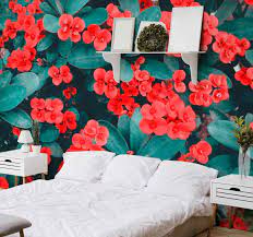Looking for a way to repurpose your favorite flowers? Red Big Flowers Wall Mural Tenstickers