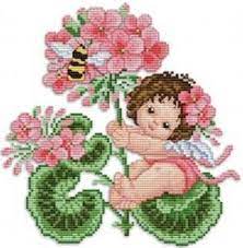 Witch tina linen from fairy wool in the wood using dmc floss. Maurer Stroh Geranium Fairy Counted Cross Stitch Pattern Cross Stitch Baby Cross Stitch Cross Stitch Animals