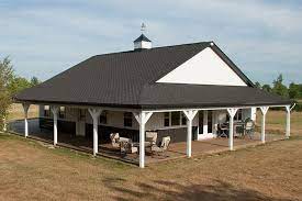 Wrap Around Porch Barn Style House Barn House Kits Pole Barn House Plans