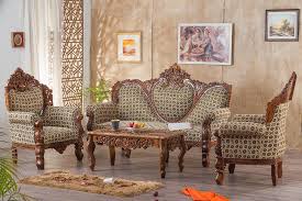 The sofa set price varies depending on the brand, material, design, and type of the sofa. Buy Solid Wood Czar Carved Sofa Set Online In India Latest Sofa Designs Collection Saraf Furniture