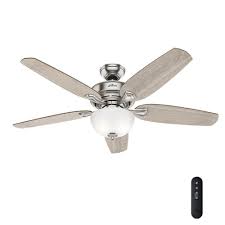 Hunter Channing 54 In Led Indoor Easy Install Brushed Nickel Ceiling Fan With Hunterexpress Feature Set And Remote 53367 The Home Depot Brushed Nickel Ceiling Fan Ceiling Fan Installation Fan Installation