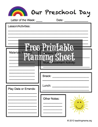 Preschool Planning Sheet Free Printable Preschool Planning Preschool Lessons Preschool Daily Sheet