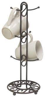 New 6 Mug Tree Holder Bronze Kitchen Rack Storage Coffee Cup Stand Organization Home Basics Mug Tree Mug Holder