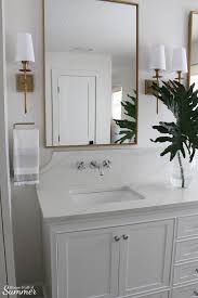 Coastal Chic Bathroom Vanity And Fixtures Reveal House Full Of Summer Coastal Home Lifestyle Coastal Bathroom Decor Chic Bathrooms Modern Bathroom Decor Large bathroom mirrors, like huge mirrors.