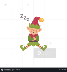 Premium Cute Christmas Elf Sleeping After A Hard Day Illustration Download In Png Vector Format Christmas Elf Christmas Graphics Christmas Characters